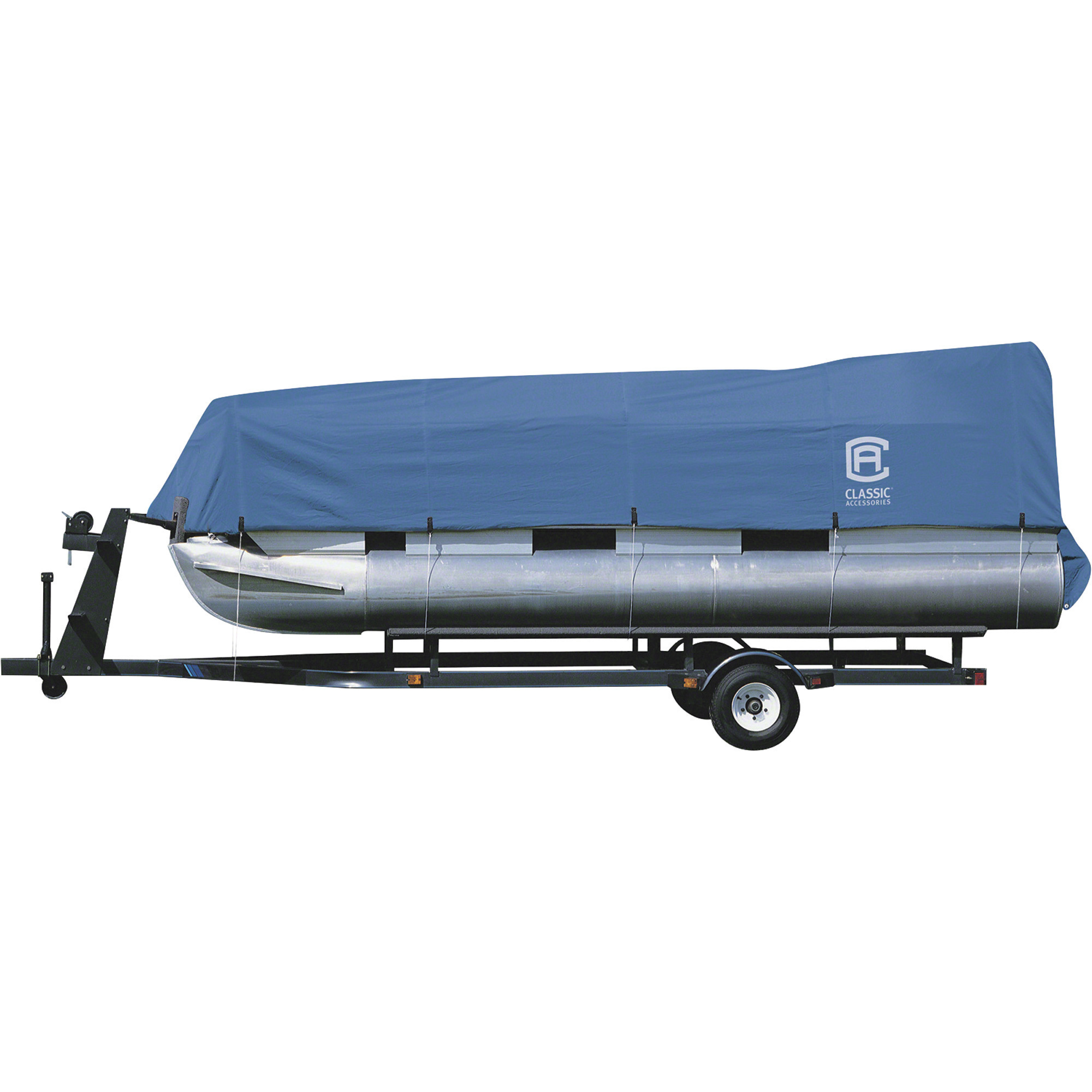 Classic Accessories Stellex All-Seasons Pontoon Boat Cover, Blue, Fits 21ft.L-24ft.L x 102in.W Pontoon Boats, Model# 20-151-090501-00